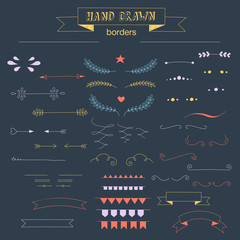 1062188 Collection of unique hand drawn vector borders.