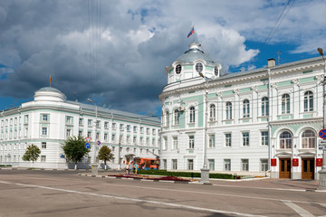 Fototapeta na wymiar TVER, RUSSIA - JULY 31, 2016: the government building of the Tver region on The Sovetskaya street in the center of Tver city