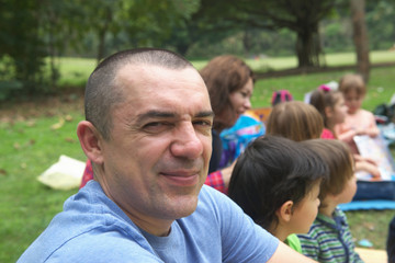 Family at a picnic in the park