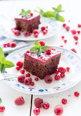 Raspberry red currant ribes cake