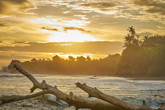 Bali Beach at sunlit sunset                                                     