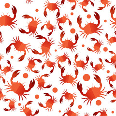 Seamless pattern for marine theme with crabs. Vector illustration 