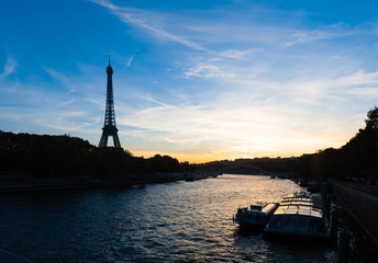 Beautiful lovely sunset in Paris, France