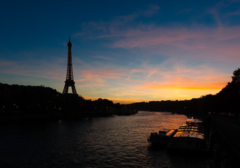 Beautiful lovely sunset in Paris, France