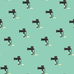 Seamless pattern with handle meat grinder, kitchen meat mincer texture