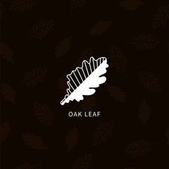 Logo of oak leaf. Vector object is made in a flat style and is isolated on a black background