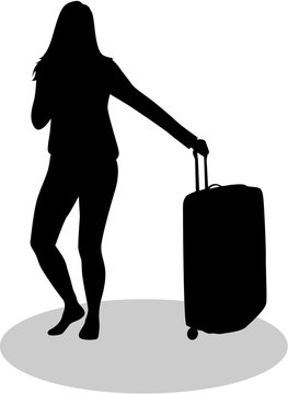 Girl with suitcase.