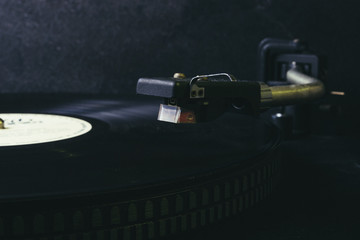 Vinyl on the record player.