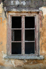 Fototapeta na wymiar Old wooden window without glass.
