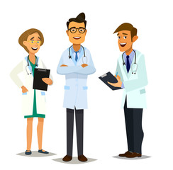 Team doctors on a white background. Vector illustration in flat style