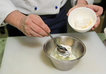 Chef is preparing sauce