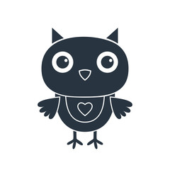 Cute cartoon owl silhouette