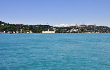 Turquoise colored Bosphorus.  Turquoise color in Bosphorus is unusual. Plankton explosion’ turns Istanbul’s Bosphorus turquoise.