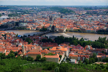 Fototapeta na wymiar Downtown of Prague, aerial view