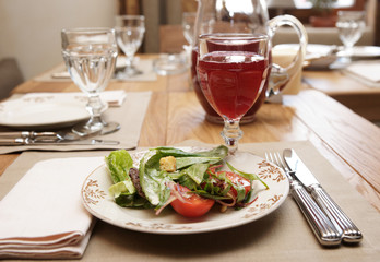 Healthy appetizer on restaurant table