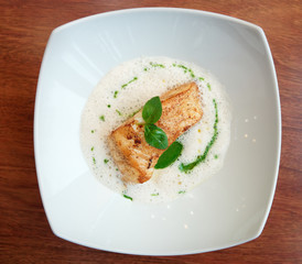 Braised fish fillet with froth sauce