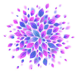 Violet vector leaves round background