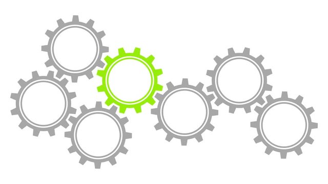 Gears Border Graphics Grey/Green Turning