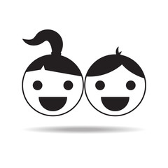 kids girl and boy childs vector icon isolated - 160628702