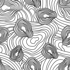 Abstract organic shapes. Black and white seamless pattern. Clipping mask used.