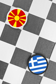 Draughts (Checkers) - Greece vs Macedonia - problem, tension, conflict, clash and war between Greek and Macedonian state 