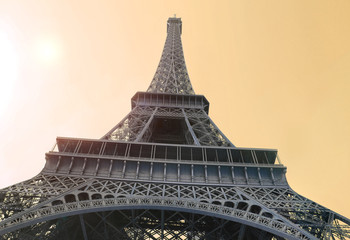 Bottom view on Eiffel Tower, Paris, France