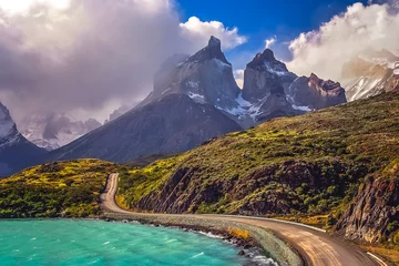 Peel and stick wall murals Cordillera Paine Road to Cuernos del Paine
