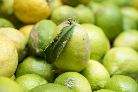 Lemon and lime fruit  in the marketplace