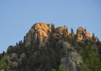 Rock formations at sunrise at Rocky Mountain National Park