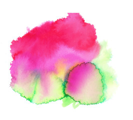 Colorful abstract watercolor texture stain with splashes and spatters. Modern creative watercolor background for trendy design.