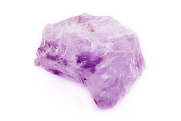 Macro Mineral Stone Amethyst on a white background