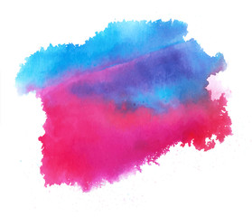 Colorful abstract watercolor texture stain with splashes and spatters. Modern creative watercolor background for trendy design.