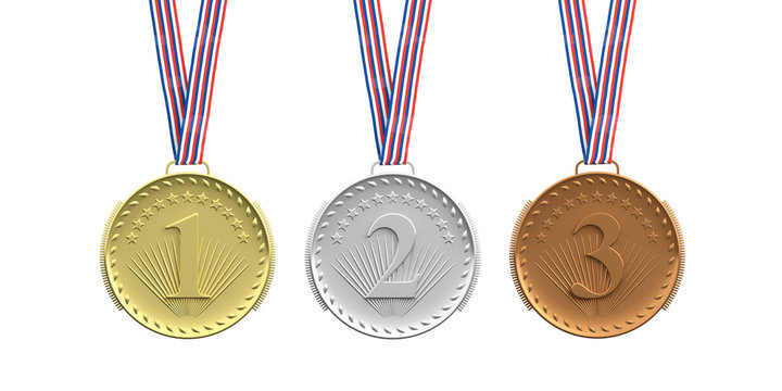 Set of medals on white background. 3d illustration