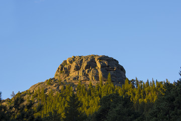 Rock formations at sunrise at Rocky Mountain National Park