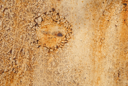 chipped paint on iron surface, rusty metal texture, background