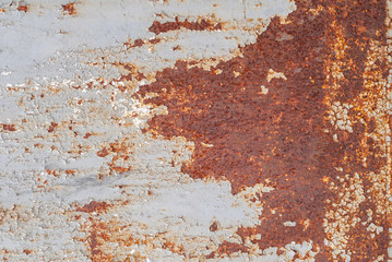 surface of rusty iron with remnants of old paint, chipped paint, texture background