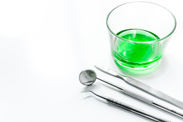dentist desk with instruments on white background mock up