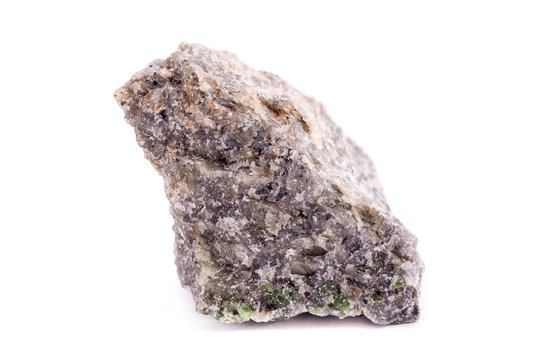Macro mineral stone Olivine on white background