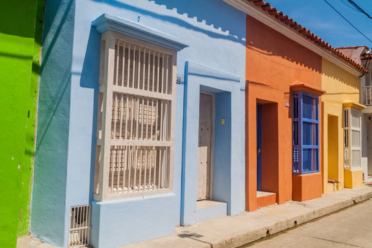 View of the colorful houses in center of Cartagena, Colombia.