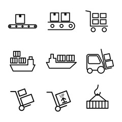 thin line warehouse logistic icons