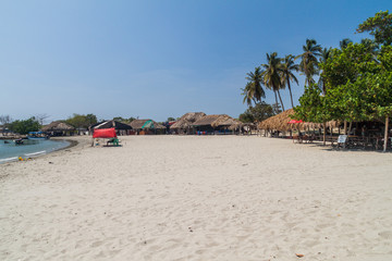 Beach in Bocachica village on Tierrabomba island near Cartagena, Colombia
