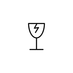 thin line fragile icon on white background