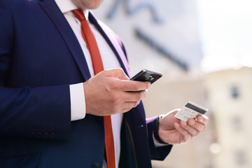 Successful businessman talking on the phone.