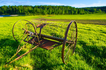 Old farm equipment. Combine Drill.