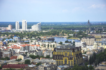 Naklejka premium Beautiful view on Obolon Lypki district at Kiev, Ukraine.