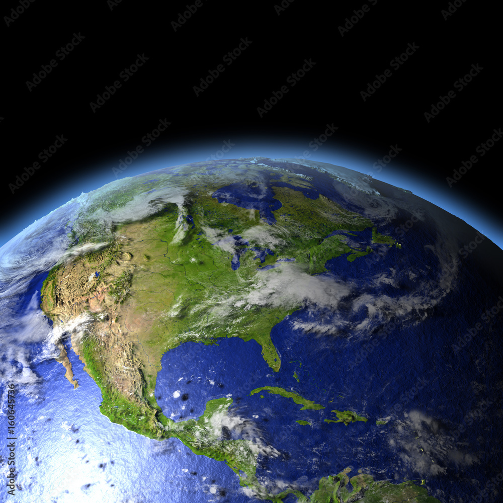 Wall mural Central and North America from space