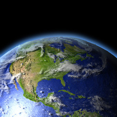Fototapeta premium Central and North America from space