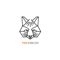 Fototapeta premium Fox head - logo design template in linear style - wild animal icon.