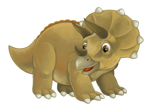 cartoon happy and funny dinosaur dinosaur - triceratops