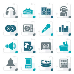 Stylized Music and sound Icons - Vector Icon Set